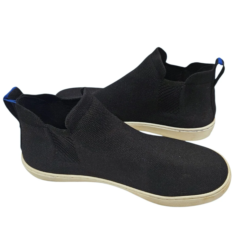 Rothys The Chelsea Sneaker Black Knit High Top Ankle Bootie Pull-On Shoe US W10